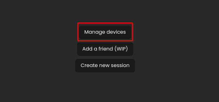 Image of the manage devices button in the QTShock dashboard